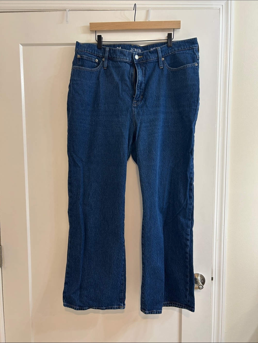 J. Crew Dark wash slim wide leg jeans